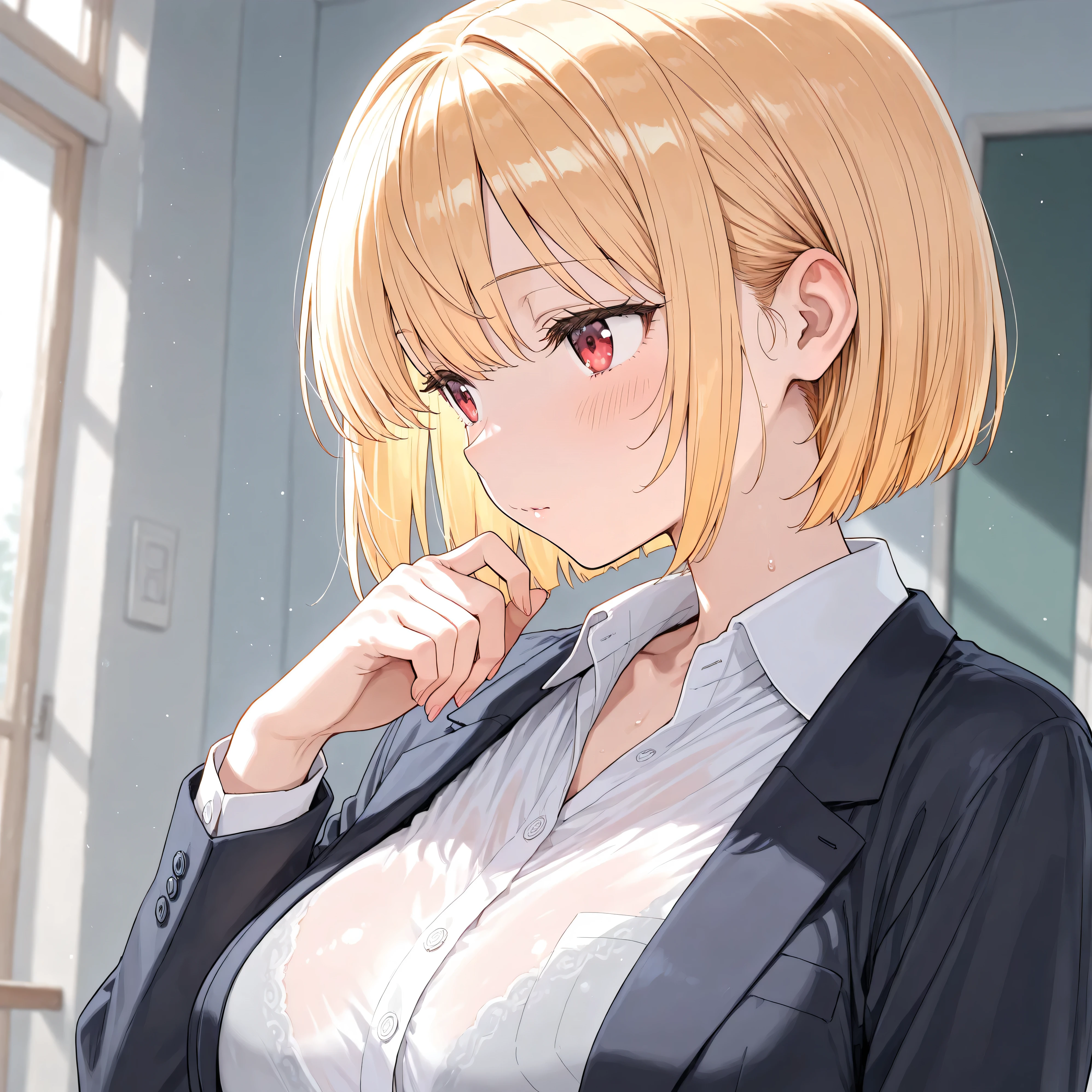 blond hair,short bob hair,