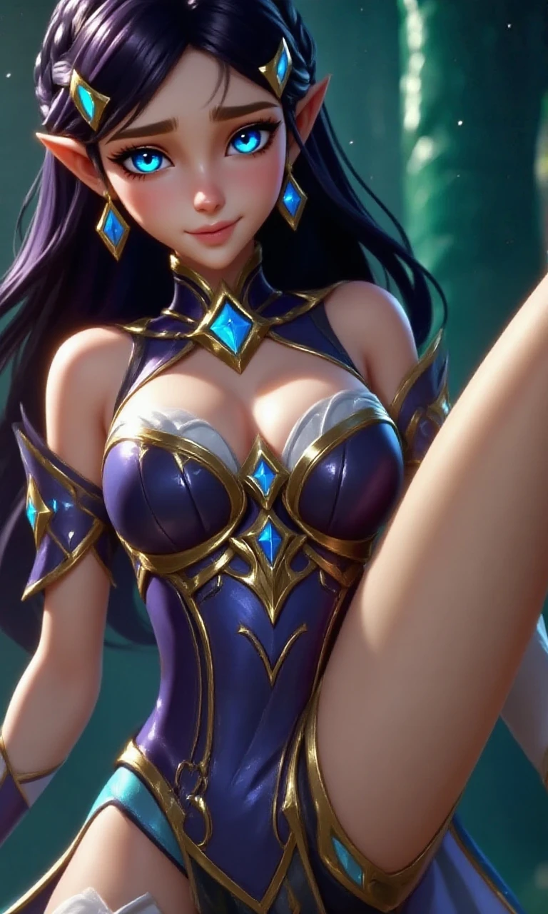 (masterpiece, best quality), intricate details,
1girl, <lora:coven_ahriV2:0.8> coven ahri, 1girl, dress, detached sleeves, cleavage, multicolored hair, blonde hair, black hair, animal ears, pantyhose,
arms behind back, leaning forward, looking at viewer, smile,