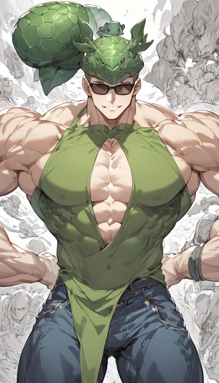 parrot man, exaggeratedly muscular, detailed eyes, prominent and dilated veins, alpha male, huge pecs (huge: 3.0), sensual expression, nicebulge, sexy pose, full body, (white background).