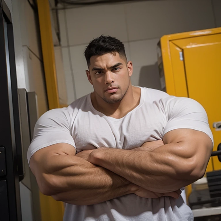 vpl, hyper growth, hyper muscles, furry growth, a very handsome young man massively large and very tall, sunglasses, shirtless wearing black long pants, massively muscular, with massively large muscles, huge muscles, exaggeratedly huge muscles, with massively large biceps, with massively large arms, with massively large chest, with massively large shoulders, with massively large and muscular body, massively large upper body, on a black background