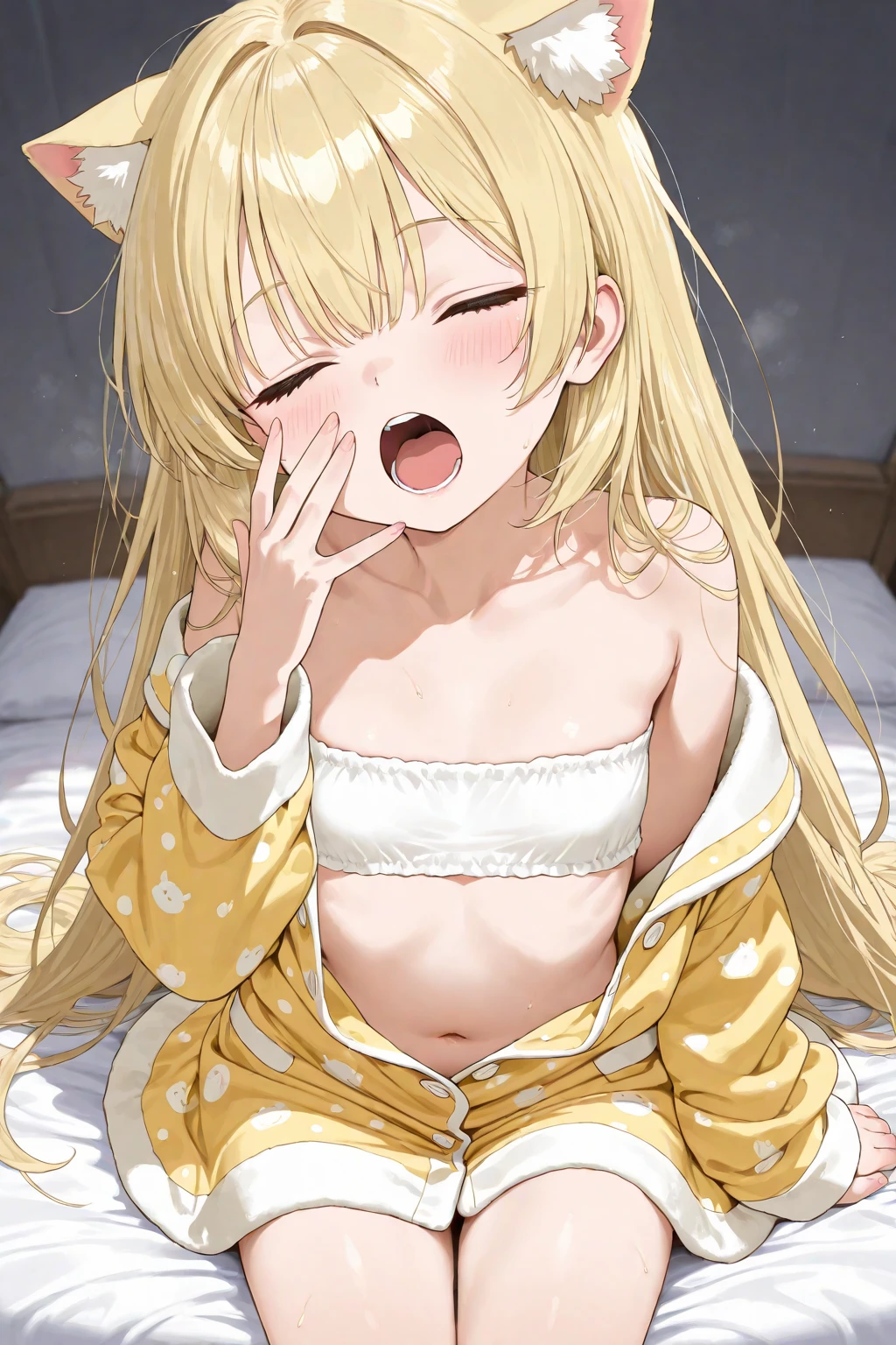 NSFW,Rikajo、Long Hair、Blonde Hair、Green Eyes、Small breasts、tooth,Love Hotel,(Perfect hands),(Perfect Anatomy),(masterpiece),(highest quality),Embarrassed,blush,(Ecstasy face:1.5),One man,(Having sex:1.5)