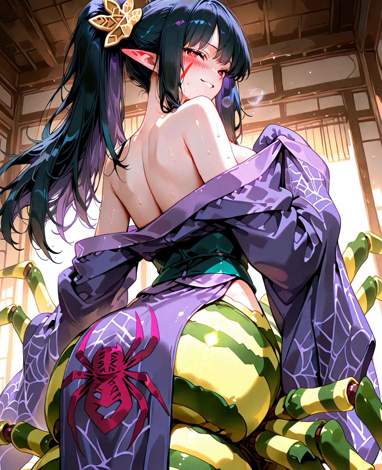 (masterpiece, Highest quality:1.2), High resolution, One person, alone, Artsborn, Troubled face, Butt, Nipples, Large Breasts, Completely naked, Cowboy Shot