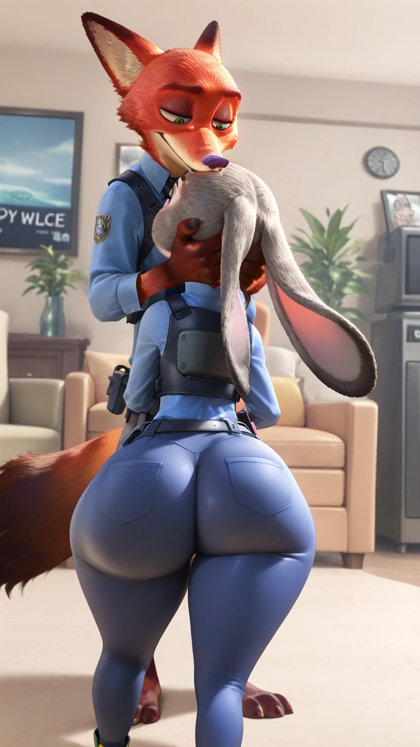 NSFW, Masterpiece 1.4 Top Image Wallpaper 4K Breed Furry Rabbit Loli Judy Hopps  Zootopia Rendering In A Police Station Ultra Detailed Shadows Showing Her Ultra Realistic gaping ass full of cum