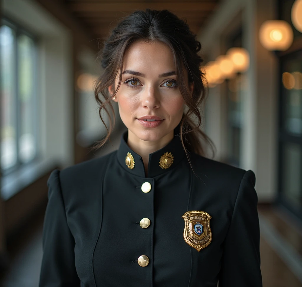 DEN_shiftymine_OF,
posing by a (police car:1.2) (dressed:1.1) in a (police uniform:1.2), (police officer:1.3), police uniform, (police car:1.1), cuffs, (police:1.2), (uniform:1.3), police hat, hair tied back, tied back hair, trousers, top, jacket,
bokeh, f1.4, 40mm, photorealistic, raw, 8k, textured skin, skin pores, intricate details <lora:epi_noiseoffset2:1>, epiCRealism, <lora:ClothingAdjuster3:-1.0>