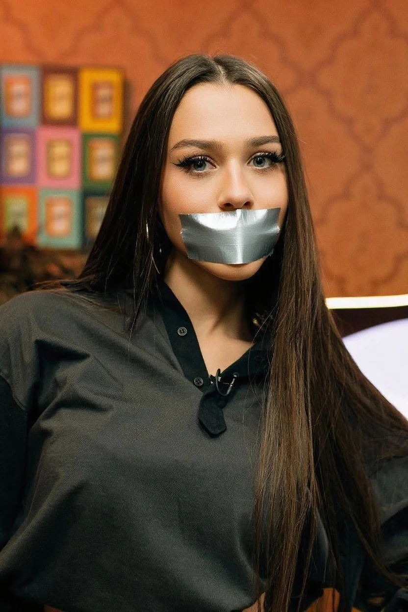<lora:ballgag:1.2> gag, gagged, ball gag, (looking at viewer:1.2) <lora:looking_at_viewer:1> BREAK (sapphire mohawk hair:1.3) BREAK (simple dark obsidian background:1.3), PA7_Photo