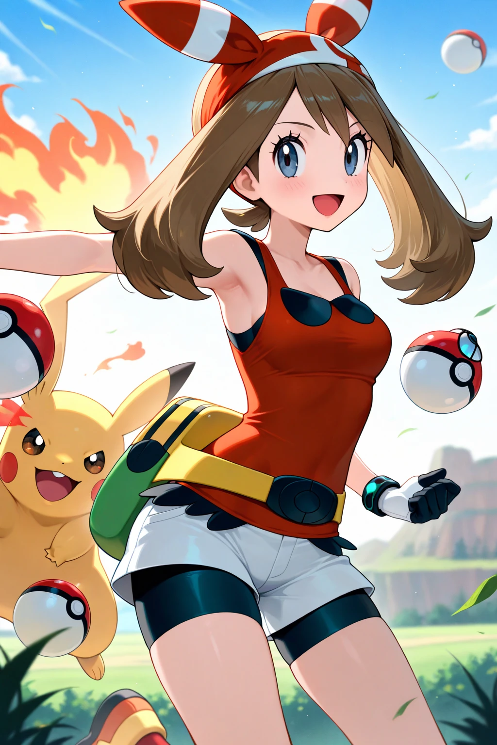 Costume, long hair, girl, big ass, big eyes, green mountains and green water, may(pokemon)