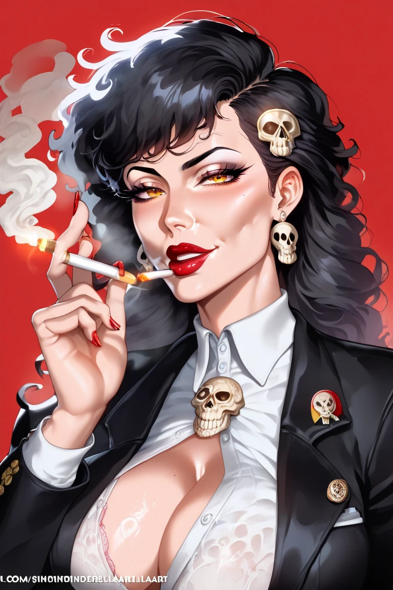 Uma obra-prima Skelleton Rocker, With a cowboy hat, Fumar uma cigarrette, sentado em um trono, disco Rigido,com rosas ,gotic