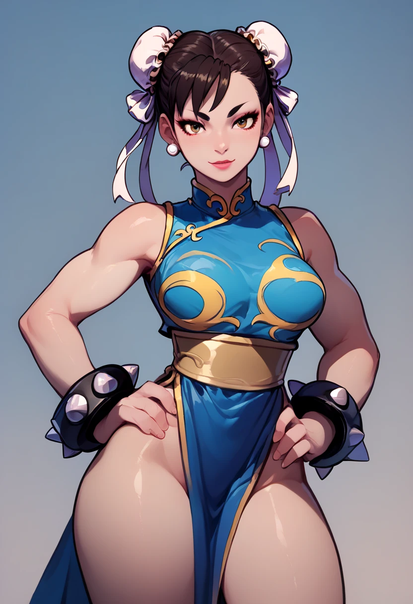 score_9, score_8_up, score_7_up, score_6_up, BREAK Chun-li, backpack, cleavage, big breasts, seductive smirk, hands holding own hips, sweating, wide hips, big ass, in a forest, raining, frontal shot