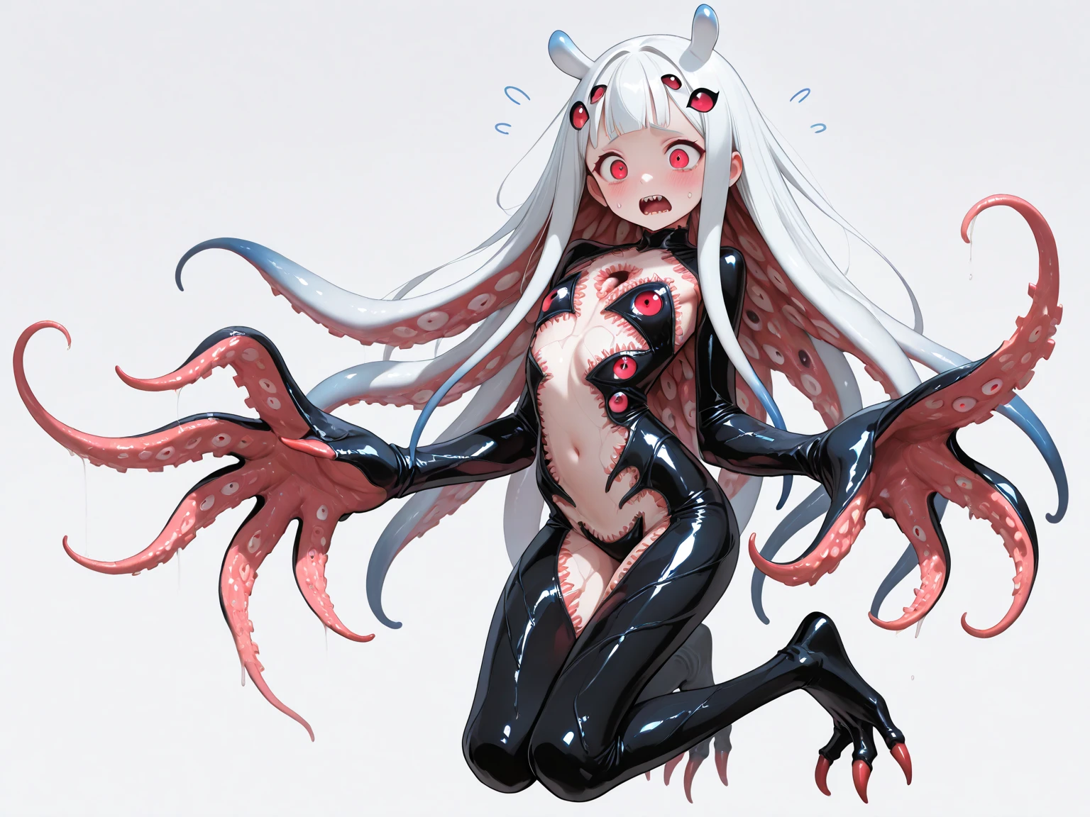 Quality; (((masterpiece))), (((best quality))), ((ultra-detailed)), (illustration), ((an extremely delicate and beautiful)),((perfect anatomy:1.3),extremely detailed cg unity 8k wallpaper,emphasizing beautiful body lines,nsfw,(add_detail:0.5),
Settings; 1girl,
Character;{abigail williams (third ascension) (fate)}, hmaw3,
Body; collarbone,medium breasts, ((black tentacles)),petite:1.6,tongue out,open mouth,long tongue,ass,
Skin;beautiful skin,(pale skin,gray skin:1.6),glossy skin,oily skin,
Eyes; (beautiful detailed eyes),red eyes,smile,
Hair; beautiful detailed hair,silver hair,long hair,tentacle hair,
Composition; (depth of field),full body,
Background;perfect lighting,from,behind:1.6,
Pose;(insert tentacle into vagina,tentacle sex,give birth to tentacles from the vagina),looking back:1.6
Clothe;revealing clothes,(Viscous liquid all over the body,spraying body fluids)