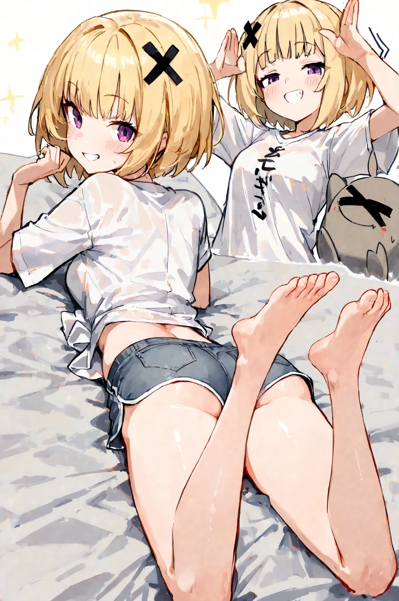 masterpiece, best quality, solo, 2girls, (twins:1.2), tan, cropped legs, tube top,
<lora:Twins_v6:0.6>
