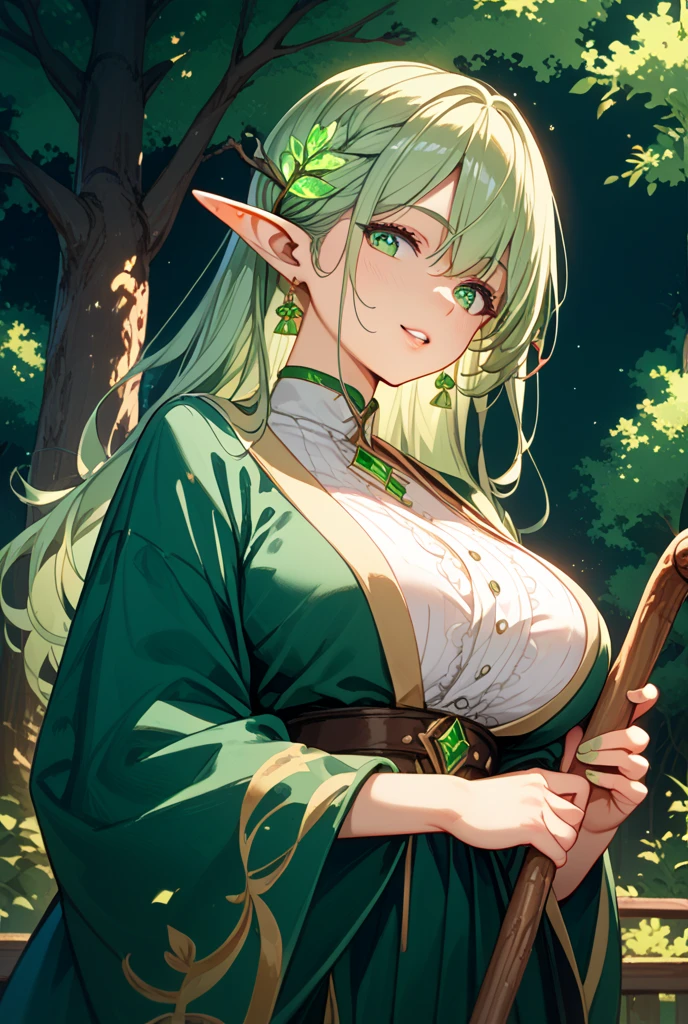 elf ears ,LEAF COSTUME,alone girl looking at viewer