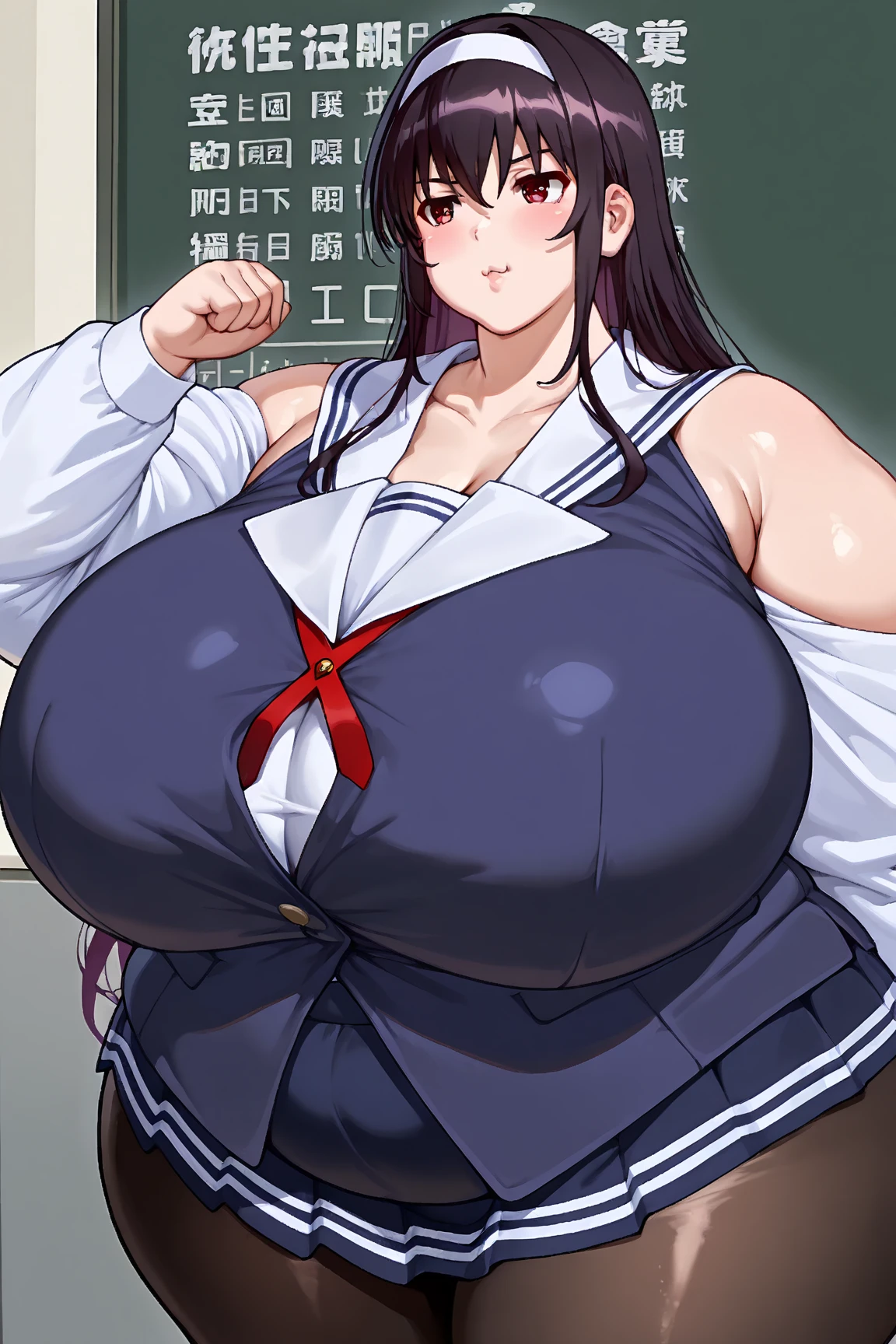 (1milf, solo), sitting, (sleeveless, white nurse uniform, nurse cap), French twist updo, embarrassing big smile, (masterpiece, best quality), delicate illustration ultra-detailed, sagging huge breasts, (in hospital, nurse center, counter desk), ((showing hairy armpit hair)), thick makeup, upper body only, sweating, hand behind head, laptop, stomach hair, dark hair, bukkake, cum shot, reception atmosphere, realistic