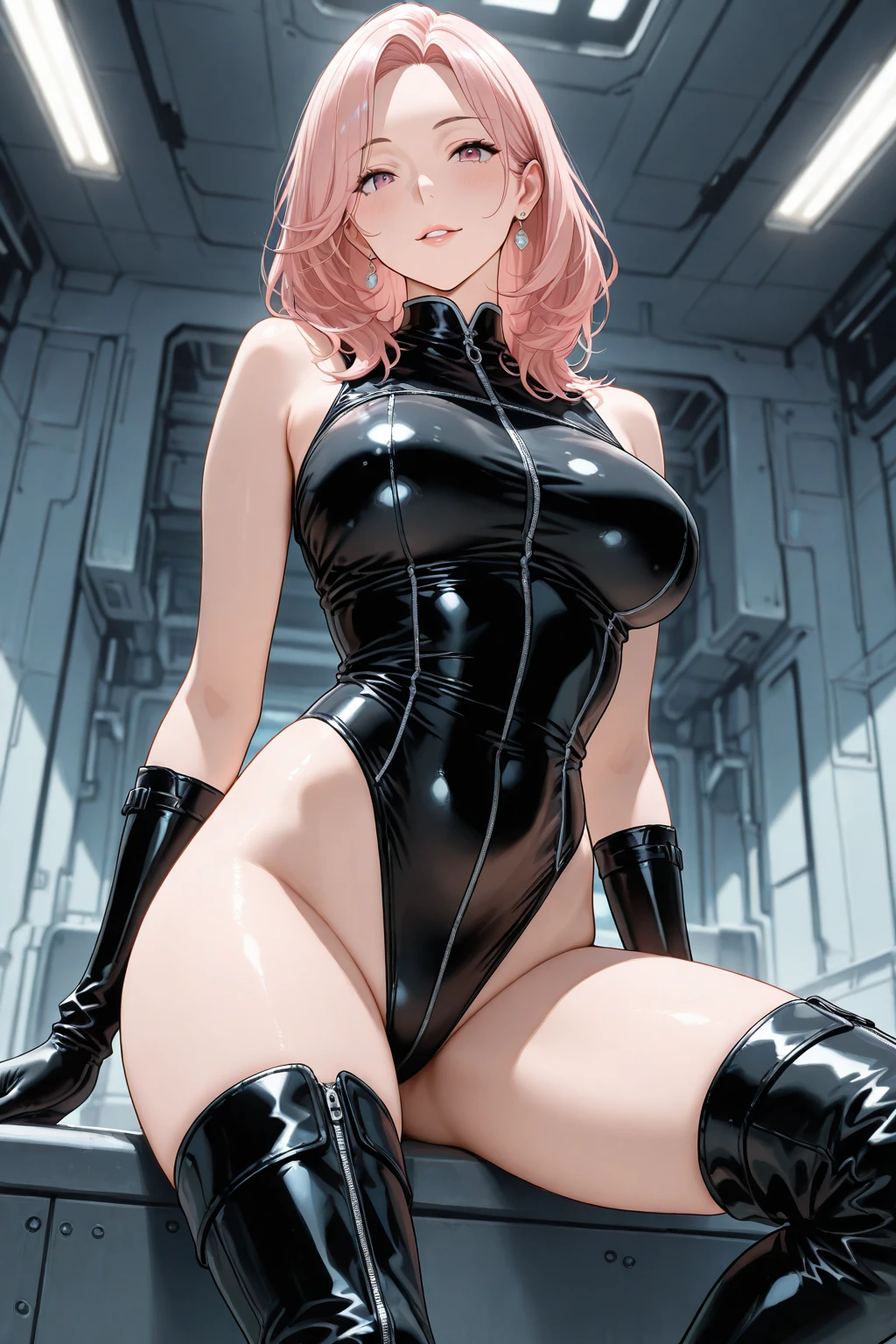 (((best final quality))), (((white bob hairstyle))), ssmile(((standing alone:1.2))),(((1 girl:1.2))),((((beautiful perfect woman)))),(((perfectbody detalhado, perfect finger detailed))),((((((final film poster)))))),(((to burst, close up))),((((detailed complicated machine)))),(((((mechanical genius))))),(((American comics))),(((extreme highlights))),(((extremely colorful, primary colours))),neckleace, super beautiful lady,(((Typography))),text, (Unbeatable masterpiece), (hiper HD),(CG 8k hyper-realistic), (((brave face))), (((breasts big))), (((hyper feminine))), (((musclegirl))), sexly girl, king of fighter,(straight hair with thin braids)), ((( sculptural body ))), (((1 girl))), garota de 25 anos com perfectbody,,Beautiful and well-groomed face,muscular body:1.2,solid color detailed jacket, (Head to thigh photos), Complex equipment, (((standing alone))), pirralha violent, (((14歳))), sexly, pose de atitude, work of art, post-apocalypse, (((manga style))), bounty hunter, violent, Manic, the way you want, slenderbody, thin but strong, perfectbody, roupa moderna, advanced technology, neon, sleeves with vertical striped pattern, intricate background, (( cowboy shot )). intricate visual