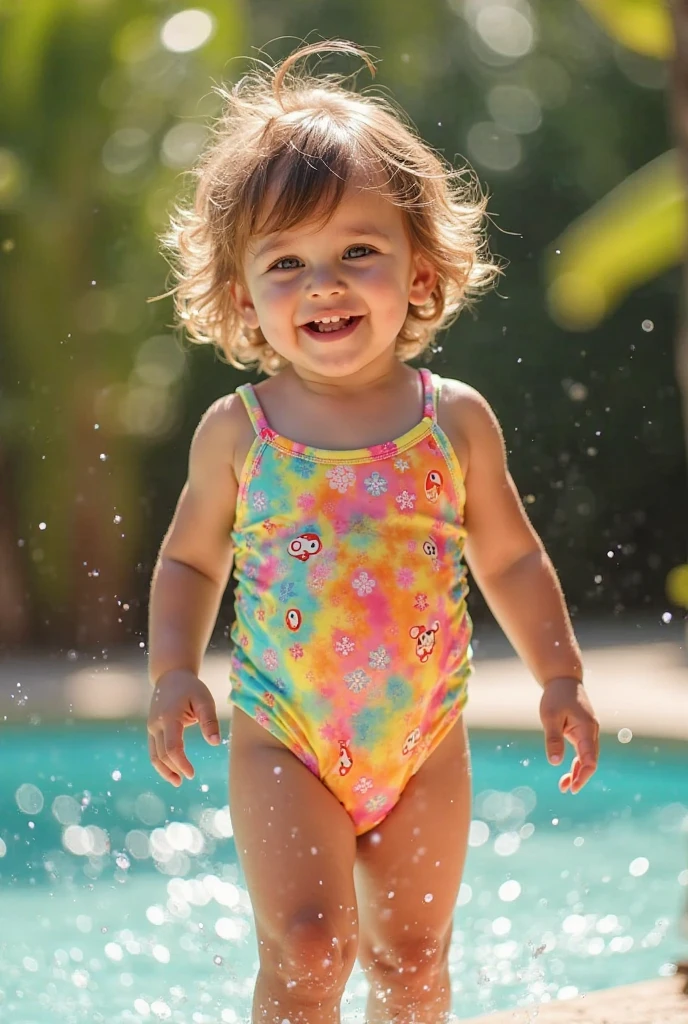 little 4 year old girl wearing swimsuit