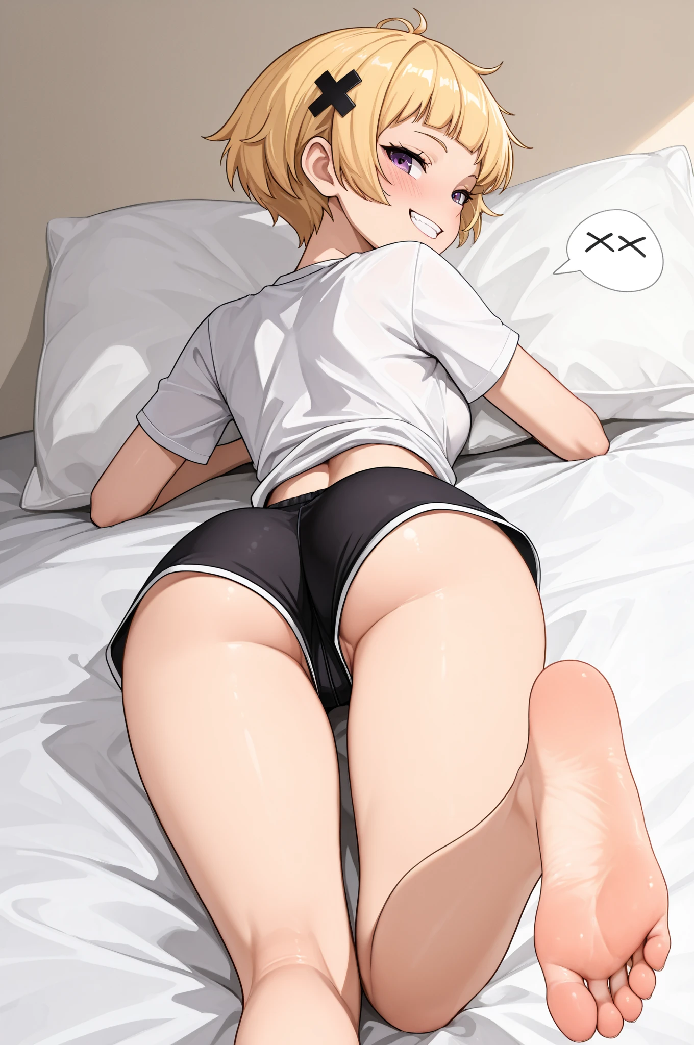 Kid wearing panties on her bed