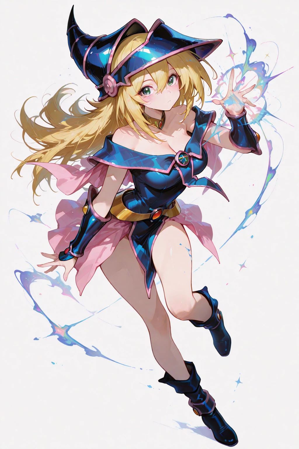 masutepiece, Best Quality, hight resolution,Wizard Girl,bionde,The long-haired,Colossal tits,fullllbody,校服,pupils,a sailor suit,excited,an ecstatic look on one's face,Blushing,seductiv,Attractive thighs,knee high socks,Light blue panties