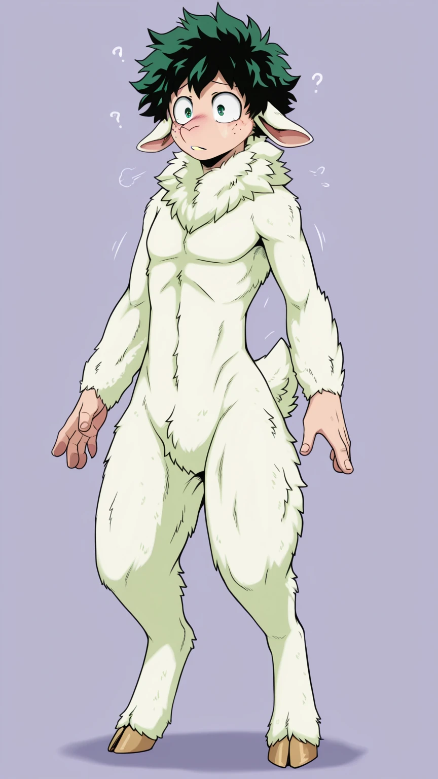 Solo, Furry, Anthro, Possum, Male, Naked, Standing, E621, Muscular, Large and thick penis exposed, Hands behind back, Simple image background, Front view, Light fur, By bebebebebe