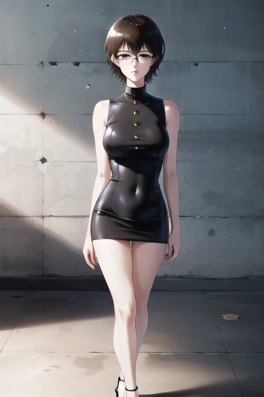 Bigchest,volutpuous,bob-cut hair,leather clothes,female pervert,with a good figure,Dress revealingly
