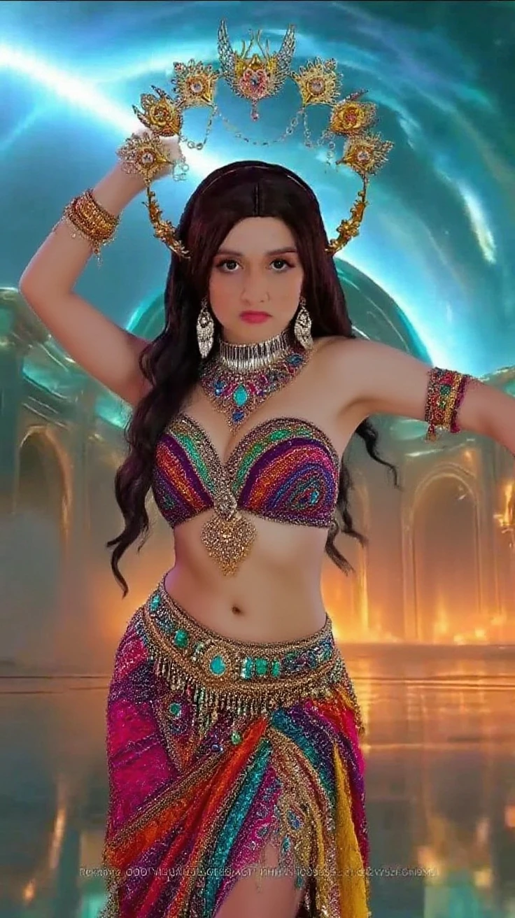 cinematic still, medium close shot, photo of young belly-dancers on a a stage, photorealistic, Turkish feast, Ottoman, veils, ornate jewelry, vivid colors, cluttered,ombre hair,Arabian nights, HDR, natural lighting, shot on dslr, 4k,film grain,
