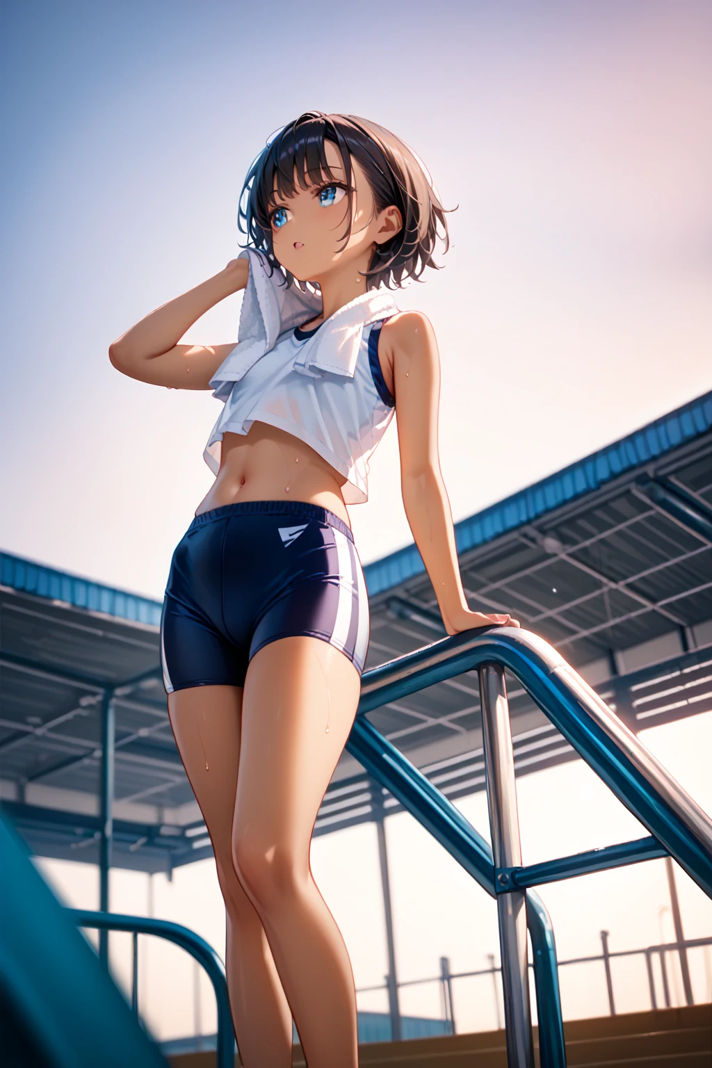 One lady,,japanes,(((maikurobikini))),Full body portrait,,Wet with sweat,Natural smile,Clothes are wet,(((Nariko Saten))High quality, detail, Depth and finesse。stares at the camera。Use of fisheye lenses、Beast hairstyle ban、Maintain finger shape、impact-resistanthigh-quality, detail, Depth and 3D effects。Worthy of 16k wallpapers。The texture of the material changes.、Realistic expression.。Official art。Natural light,((Realism: 1.2)), dynamic far view shot,Cinematic lighting, Perfect composition, by sumic.Has a small, ultra-detailliert, Official art, masutepiece, (Best Quality:1.3), glint, Highly detailed CG Unity 16K wallpaper, Detailed background, masutepiece, Best Quality, (masutepiece), (Best Quality:1.4), (超A high resolution:1.2), (hyper realisitic:1.4), (Photorealistic:1.2), Best Quality, High quality, hight resolution, Detail Enhancement,(((play in the pool)))