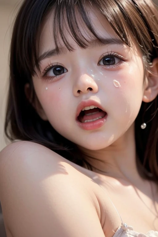 ((Detailed and realistic faces)), (7 years old:1.1), 1 person, girl, (Baby Face:1.2), (Very thin body:1.2), (Small breasts), in the forest, (nude), Bob Hair, (Brown Hair), (No makeup), (full body), Butt, (((Expressions of ecstasy))), (((Tears)))