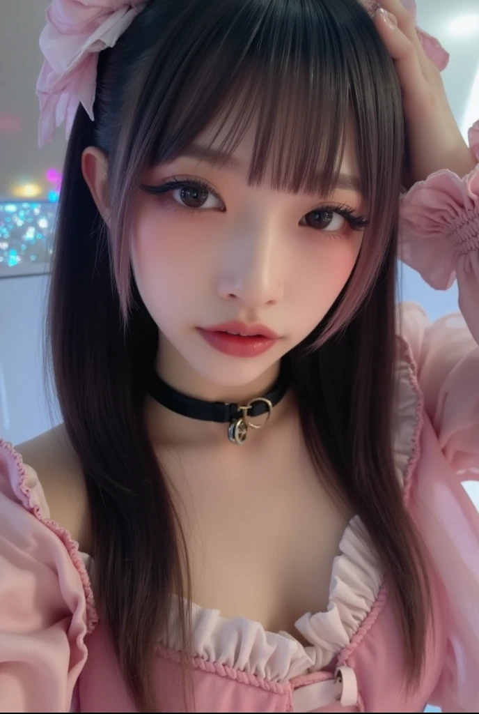 Perfect Anatomy、Highest quality、Masseter region、Very detailed、8k、Accurate depiction of the human body、Whole body angle、Delicately painted face、((Full nudity))、14talent、Woman with beautiful face、Gothic Fashion、Black Gothic Fashion、Black and white outfit、Beautiful silky hair:1.5、Blunt bangs、big red hair ornament、Red ribbon hair ornament、big red hair ornament、Are standing、Front Angle、Whole body angle、(((Blurred Background:1.5、Photo studio、Gray background:1.5、Gray background、Gray background、Gray background、Gray background、Cinema Lighting、Professional Photographer)))