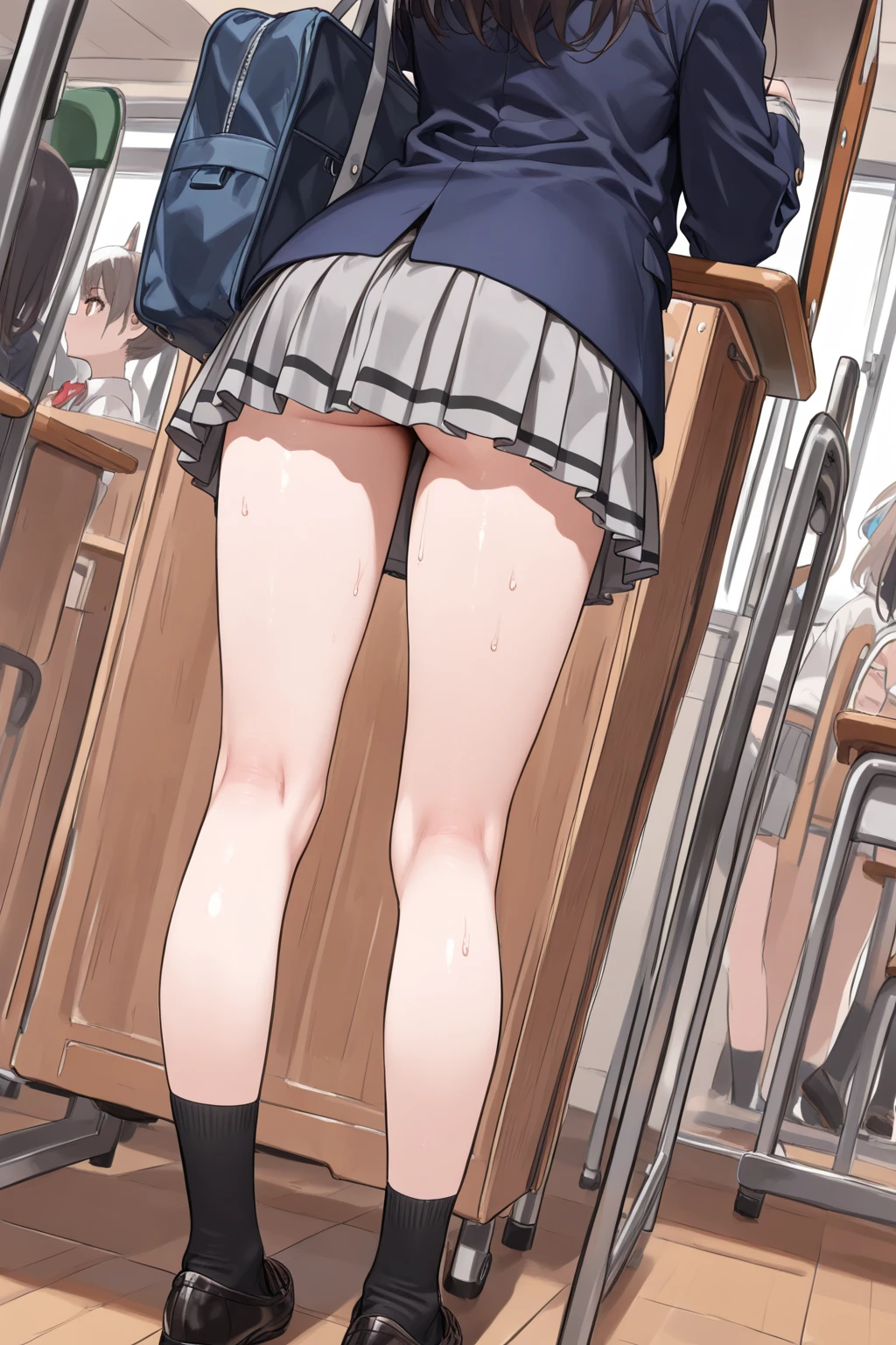 bottom viewa, Bottom View B, Bottom View C,Standing short skirt schoolgirl,Detailed underwear,look up to,NSFW