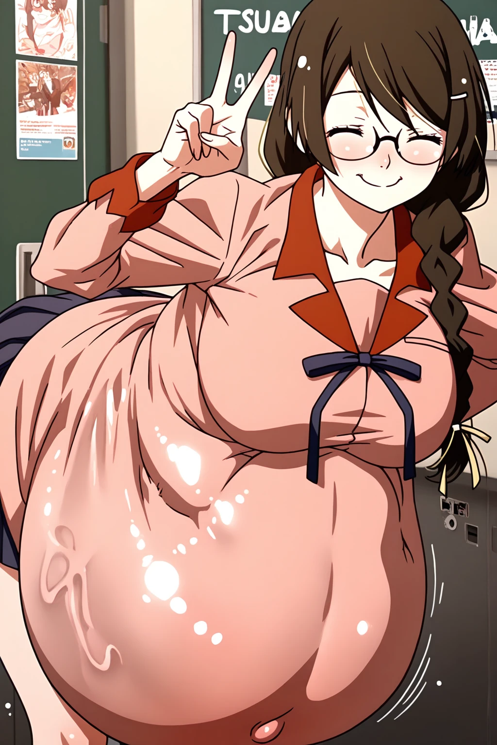 figure, (Two-dimensional beautiful girl), better lighting, (highest quality), (8k), dark lighting, Angle from above, spread your legs, (Spread your legs apart:1.7), ecstatic smile, Enchanted face, lazy smile, open your mouth lazily, Drooping tongue languidly, Sweaty lower body, (A large amount of fluid dripping from the crotch), (long tits:1.7), (long breasts:1.9), (long chest:1.8), (saggy breasts:1.9), (big areola:1.8), (Lean, slender body), (expose one's chest), (expose female genitals:2.0), (Completely naked:1.8), (not wearing underwear:1.5), (not wearing clothes:1.5), (Glasses:1.5), (Braid:1.8), (pregnant:1.5)