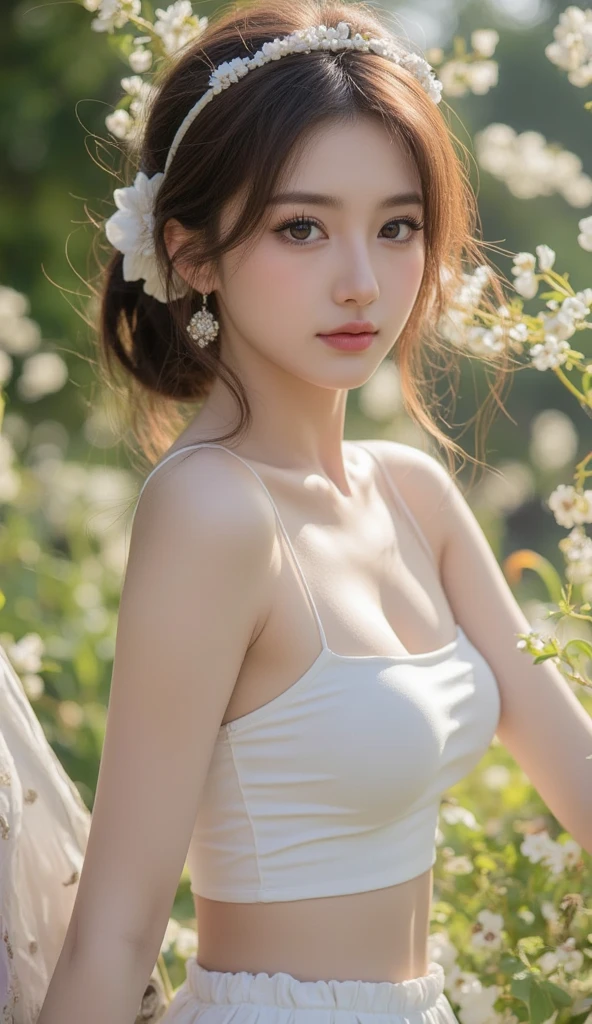 蓮のThe girl in the flowers、The girl in the flowers、Mysterious description、Highly detailed descriptions、upper body girl、