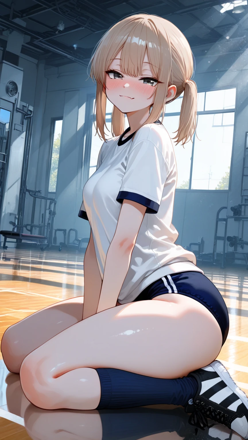 unity 8k wallpaper, anatomically correct, (((masterpiece))), (((best quality))), (((ultra detailed))), (((high-resolution))), ((Ultimate cutie)), perfect hands, perfect finger, (((good anatomy))), detailed beautiful face, shiny hair, (((gyaru))), (potbelly), (curvy), medium breasts, ((Thick thighs)), (((solo))), ((seductive smile)), (((blush))), (Eyes are heart marks), (heart shaped pupils), ((trembling)), 
BREAK, (((sit astride the perfectly spherical shape 6-inch volleyball))), (((Straddling a perfectly spherical 6" volleyball))), (((Perfectly spherical 6" volleyball fits perfectly crotch))), BREAK, (((Rub the  Perfectly spherical 6" volleyball against crotch))), (masturbation), 
BREAK, adidas, (Collared volleyball uniforms), sleeveless, ((buruma)), ((kneepad)), ((pussy juice stained)), (elbow pad), (((sweat))), (((covered in sweat))), ((deep breathing)), in Volleyball Court, indoor, lighting,  looking at viewer, full body, (spoken heart)