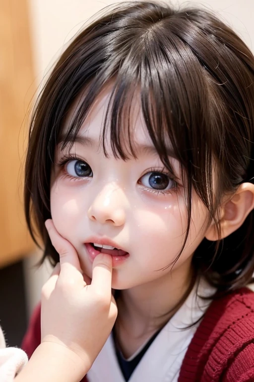 very cute、girl、11 years old、White skin、Face close-up、