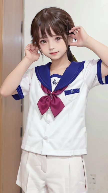 hight resolution、high-level image quality、in 8K、Real live-action、生a picturegraphy、top-quality、masterpiece、超hight resolution、生a picture、ren、Beautiful fece、masutepiece、((Obscene content))、For adults、charm of 、absurderes、((((Japan elementary school students))))、Japan Girl、((8years old))、((with round face))、((Thick eyebrows))、((Cute little face))、de pele branca、Juvenile physique、short neck、Smaller chest、kne、 thighs thighs thighs thighs、独奏、fullllbody、Very nice、、(((a sailor suit)))、 ((Pubic area))、(Mansuji)、((White panty))、Are sleeping、(Photorealsitic:1.37)、Photon mapping、Realistic、Radio City、Physically Based Rendering、depth of field rally background、a picture、(((a junior idol in Japan)))、Sparkling eyes、shiny lip、too bright natural light、The Bright Sun、Too bright sunlight、(((((8years old)))))、(((Pubic area)))、(Mansuji)、Open your legs、Open your crotch、Only one person,short-cutの髪型、short-cut、(A room in a western-style hotel)、Alone (a sailor suit,白いknee high socks,)、Show off、((on the beds))、to stand、Show yourself underwear、((Short hairstyles、short-cutの髪の毛))、No coat of arms、((Without emblem))