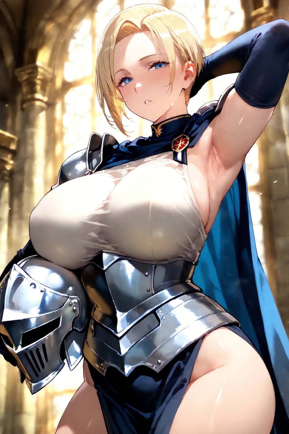 score_9、score_8_up、score_7_up,(lactation through clothes:1.1),nipples standing,(nipples peek:1.4)、(Puffy nippleasterpiece, Highest quality, High resolution)), ((Highly detailed CG integrated 8K wallpaper)), (Big Breasts:1.3、 Very hot and sexy, Incredible beauty, Perfect proportions, Beautiful body,Waistline、Big Ass、Thighs), Arafed woman in armor holding sword and shield, north Female Warrior, Very beautiful berserker woman, north adult Female Warrior, Female Warrior, very beautiful , Portrait of a Female Warrior, RPG Portrait Concept Art, (Beautiful warrior, Carrying a dagger and a small shield, Slave Collar, Leather Armor), (Blonde, blue eyes, Dark Skin), (amphitheater, Fighting while being watched by the crowd, Motion Blur), (Combat Stance),Emphasize the chest、At random angles