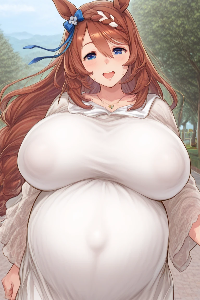 art by kipteitei, 1girl, Orihime, massive belly, massive breasts, chubby, topless, (tits, bare nipples), (best quality, masterpiece)