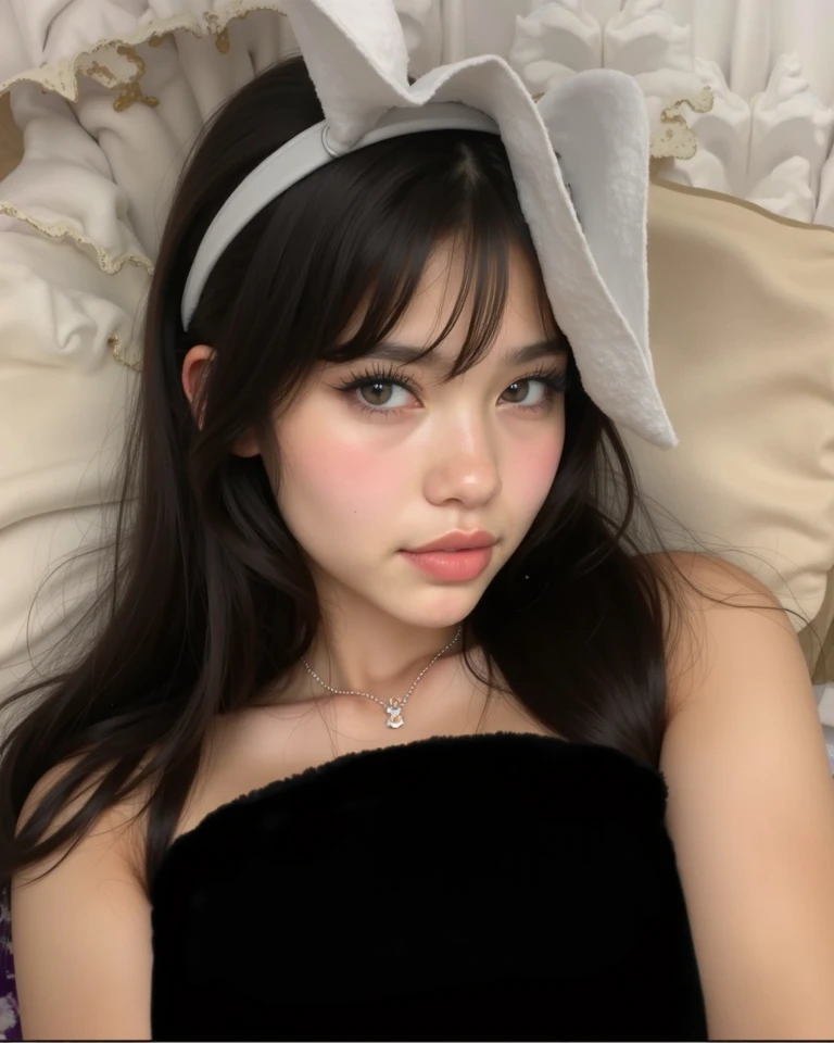 (top-quality:0.8)、(top-quality:0.8)、perfect anime illustration、Extreme close-up portrait of beautiful woman in white underwear relaxing in bedroom