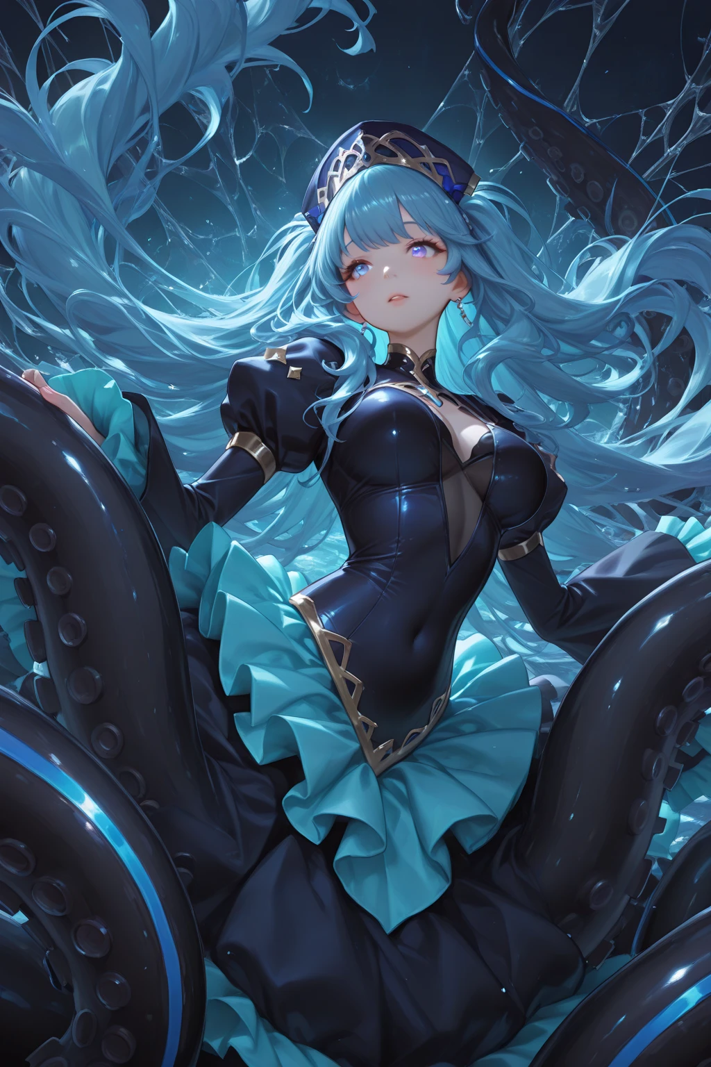 Golden-eyed blue slime girl