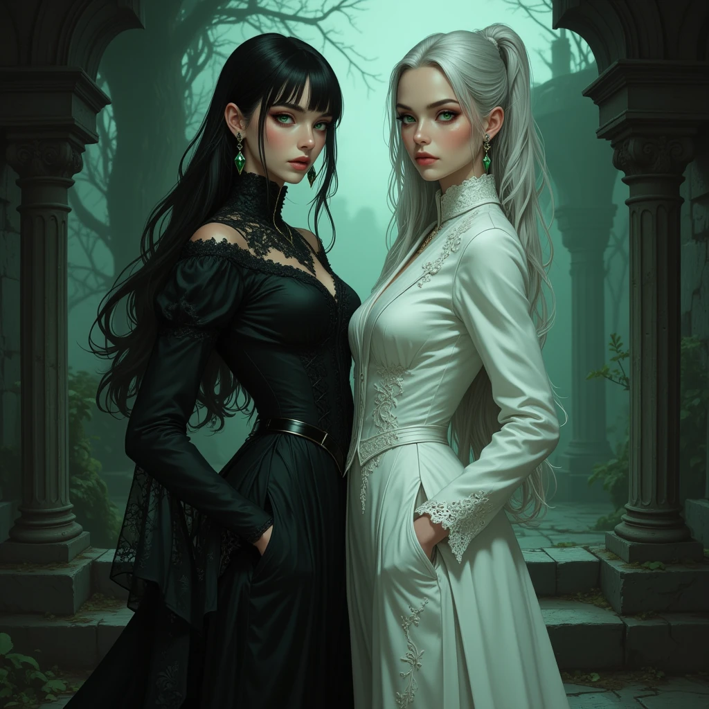 1 girl, long black hair, beautiful detailed eyes, beautiful detailed lips, extremely detailed face, long eyelashes, walking in a castle garden, full moon night, gothic architecture, overgrown vines, moonlight, dramatic lighting, cinematic, highly detailed, intricate, photorealistic, 8k, best quality, masterpiece