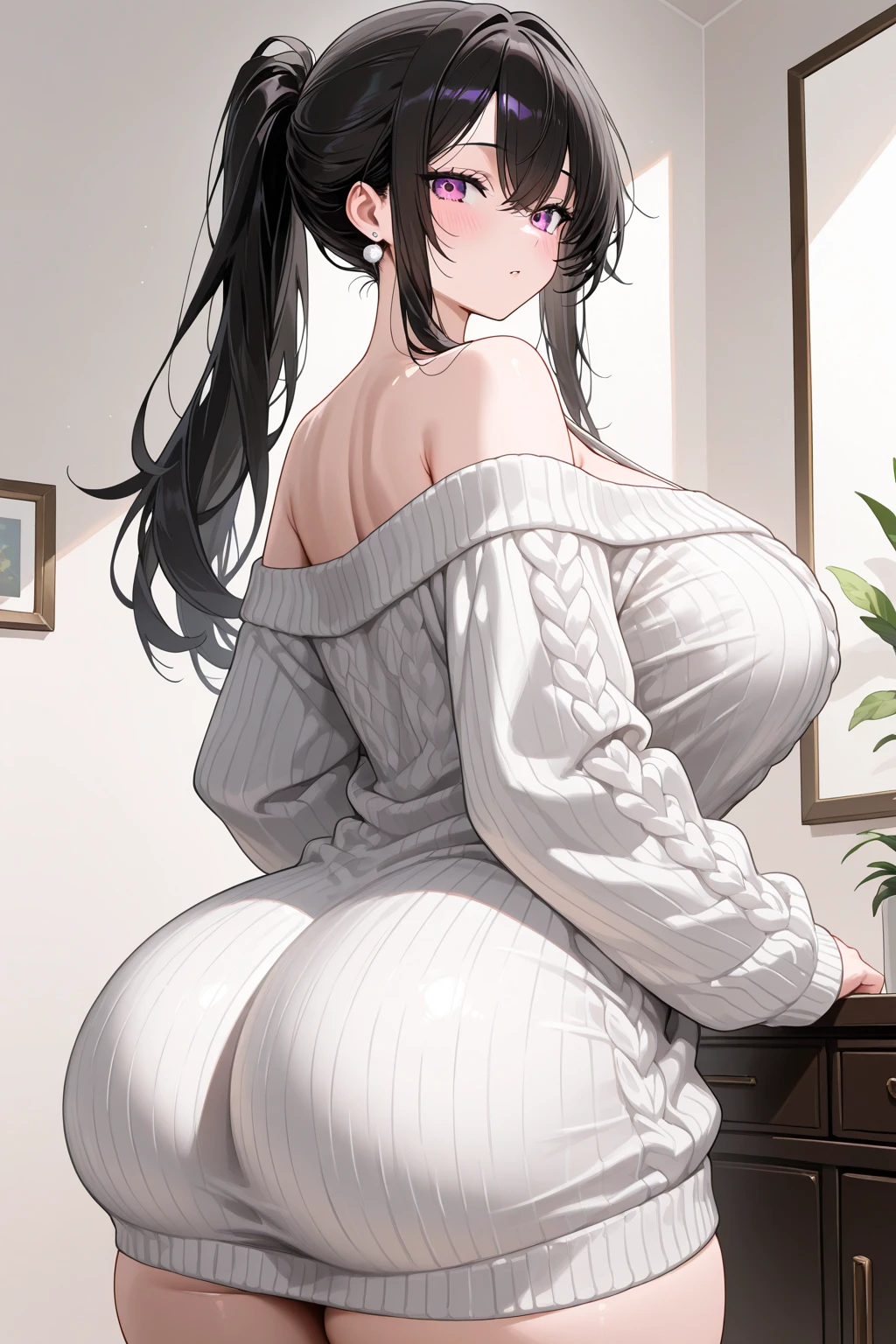 Married women、Mother and daughter、Married women、40 years old、Side Ponytail、wedding ring、Shoulderless shirt、Tight Skirt、Black Pantyhose、panties under pantyhose、entrance、Highest quality, smile,, Big Ass、Big Breasts、Thighs、Sit down and take off your boots、Black panties、Big Ass、Sweaty ass、Sweaty crotch、Low - Angle、Cowboy Shot、The gesture of taking off boots、Have boots、Steam from boots、しゃがんでTake off one boot、Take off one boot、脱いだSteam from boots