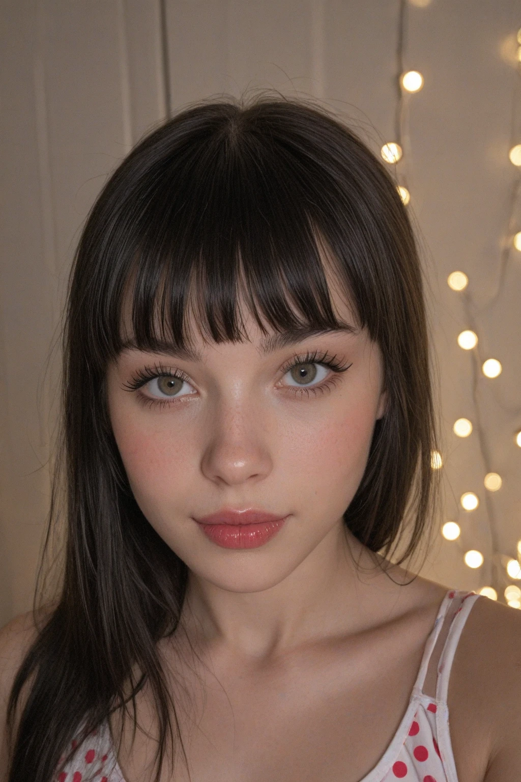 simple background, long hair ponytail, swept bangs, pink sweater, huge sagging breasts, cleavage, black yoga pants, elegant, beautiful, freckles, realistic, round gorgeous eyes, up close, dark shadows, night background, neon hearts lights dark, chiaroscuro, low-key, DV_S3_Annemarie_Vicious (2) <lora:Sagging breasts:0.6>