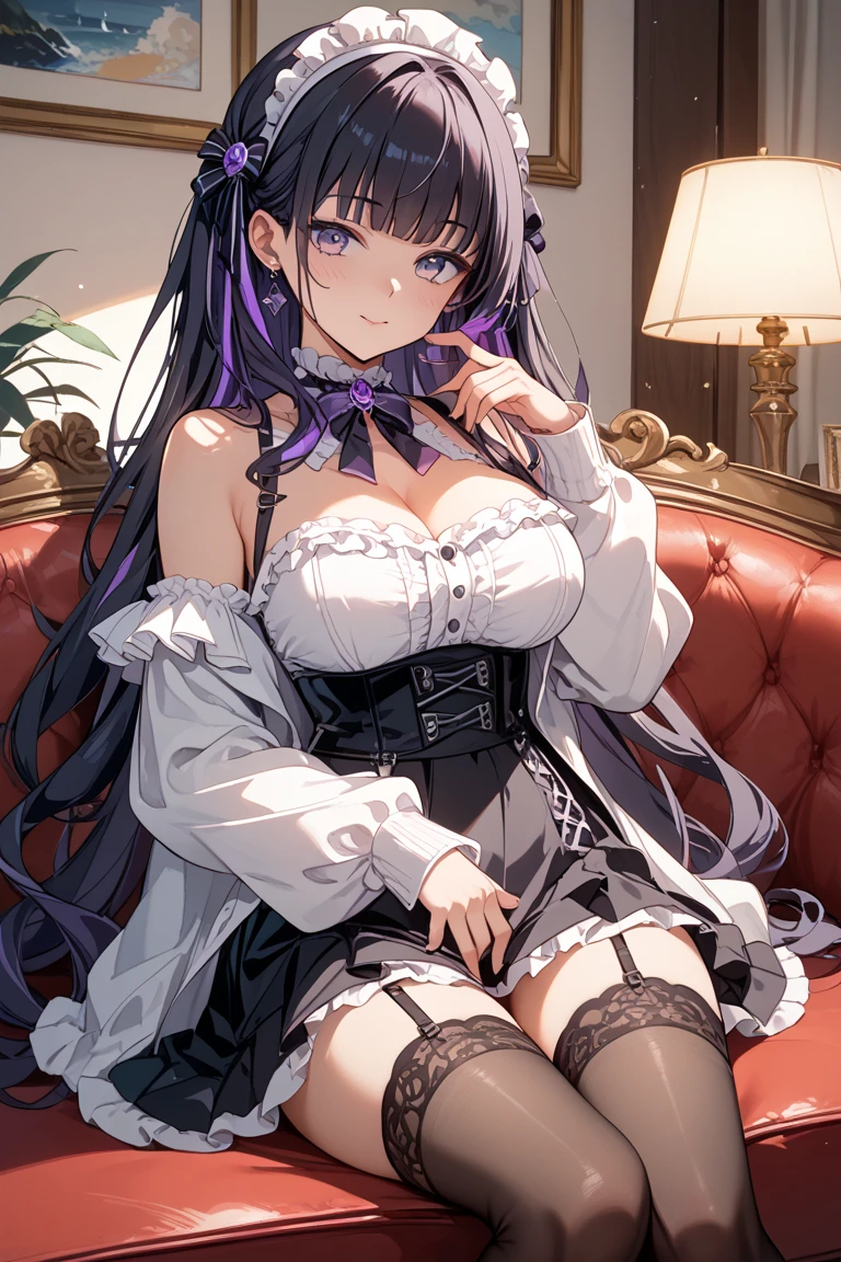 (Highest quality,high resolution, intricate details,Beautiful, Luminous:1.2), shoulder length hair, black hair, blush,bangs, parted lips, sexy seductive pose, cute ruffled panties, blushing, ((she's on her hands and knees with her back facing))4k. Wlop. Luminous heavenly highlights lighting. Greasy skin.