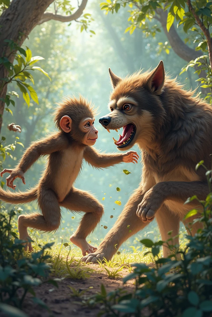Monkey fight with dog - SeaArt AI