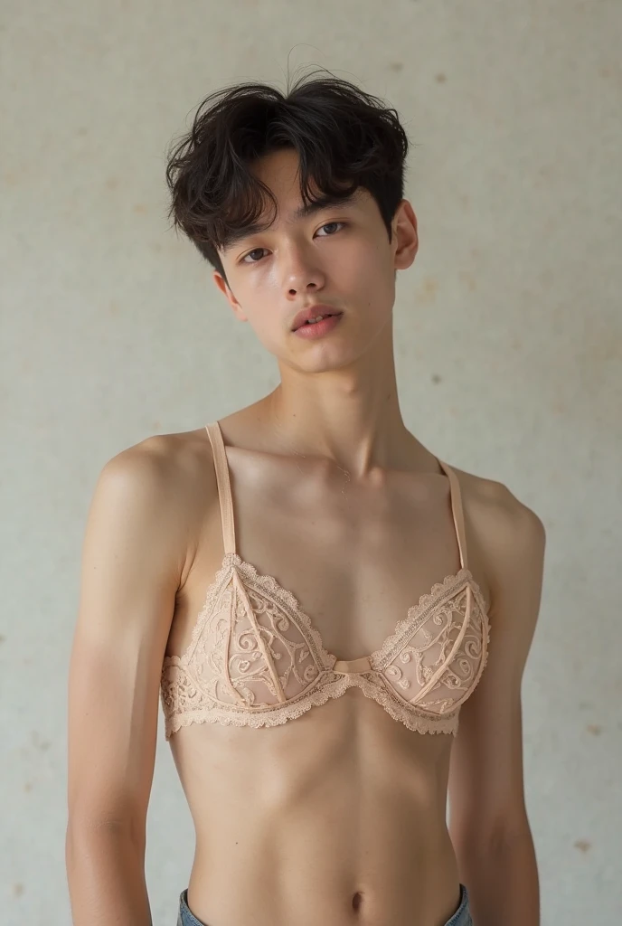 1 boy,with lace lingerie,perfect,green and blue eyes,horny 