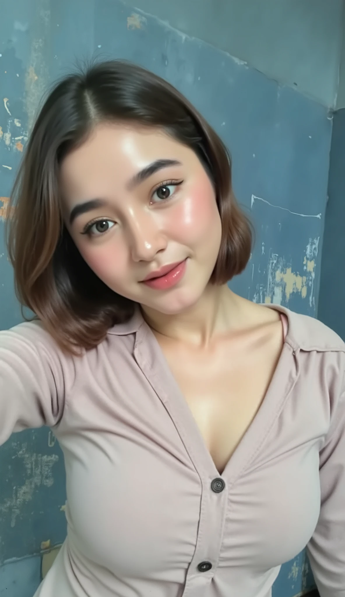 Wall background, unbutton the shirt