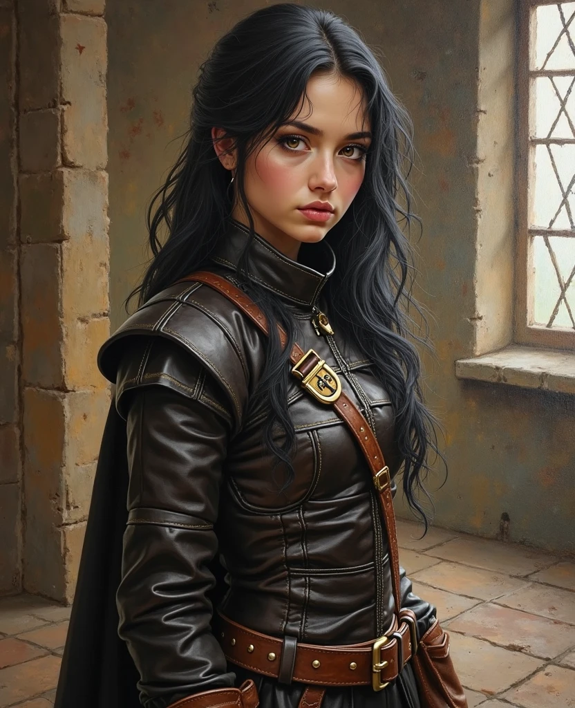 make a book cover titled huntress of the Fallen by terpsichore huntress is wearinschoo uniform anhas a dagger