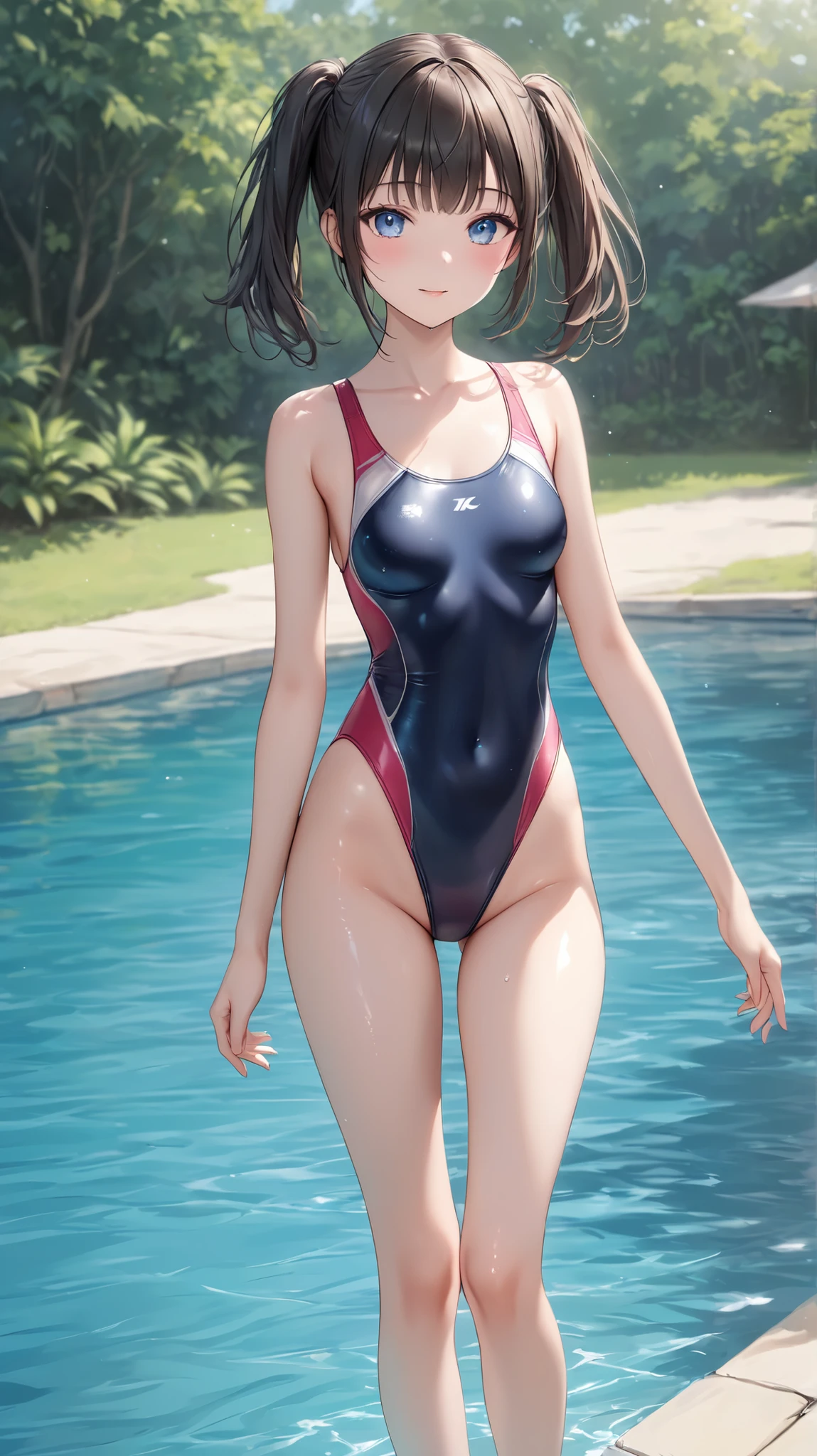 masterpiece, top-quality, realisitic, a picture, photorealisim, ultra-detailliert, Beautiful camel toe、Beautiful navel、Beautiful arms、poneyTail、a choker、spider-man pose crouch、The costume is divided into upper and lower、A sexy、Green Stock、perfect bodies, A detailed eye, beautiful a girl, (Gwen Stacy), spiderwoman, spider costume, pose for photo