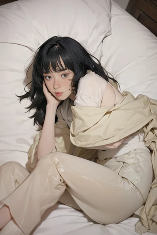 The image shows a girl lying on a bed. She is wearing a white t-shirt and pink shorts. The girl is resting her head on her hands, and her hair is styled in two buns. Her face is obscured, adding an element of mystery to the image. The bed and pillow are blue, and the background is also in deep blue tones, creating a monochromatic color scheme. The floor is made of wood and shares the same blue hue. The atmosphere of the scene is calm and mysterious, with a focus on the girl lying on the bed.The overall design combines creativity and fun, making the house look like a lively, animated character. Create цветной рендеринг zbrush. perfect cgi, cgi art created only with gradients, smooth silhouette, Create ultra sharp skin, high intensity refraction, (plastic material), most beautiful vfx, blue background, plastic refractions, glossy texture, smooth 3d model, multiple light sources, rim light, sharp post effects render, (glossy plastic texture with multiple big light probe refractions), perfect cgi, cgi art created only with gradients, smooth silhouette, high intensity refraction, (plastic material), most beautiful vfx, blue background, plastic refractions