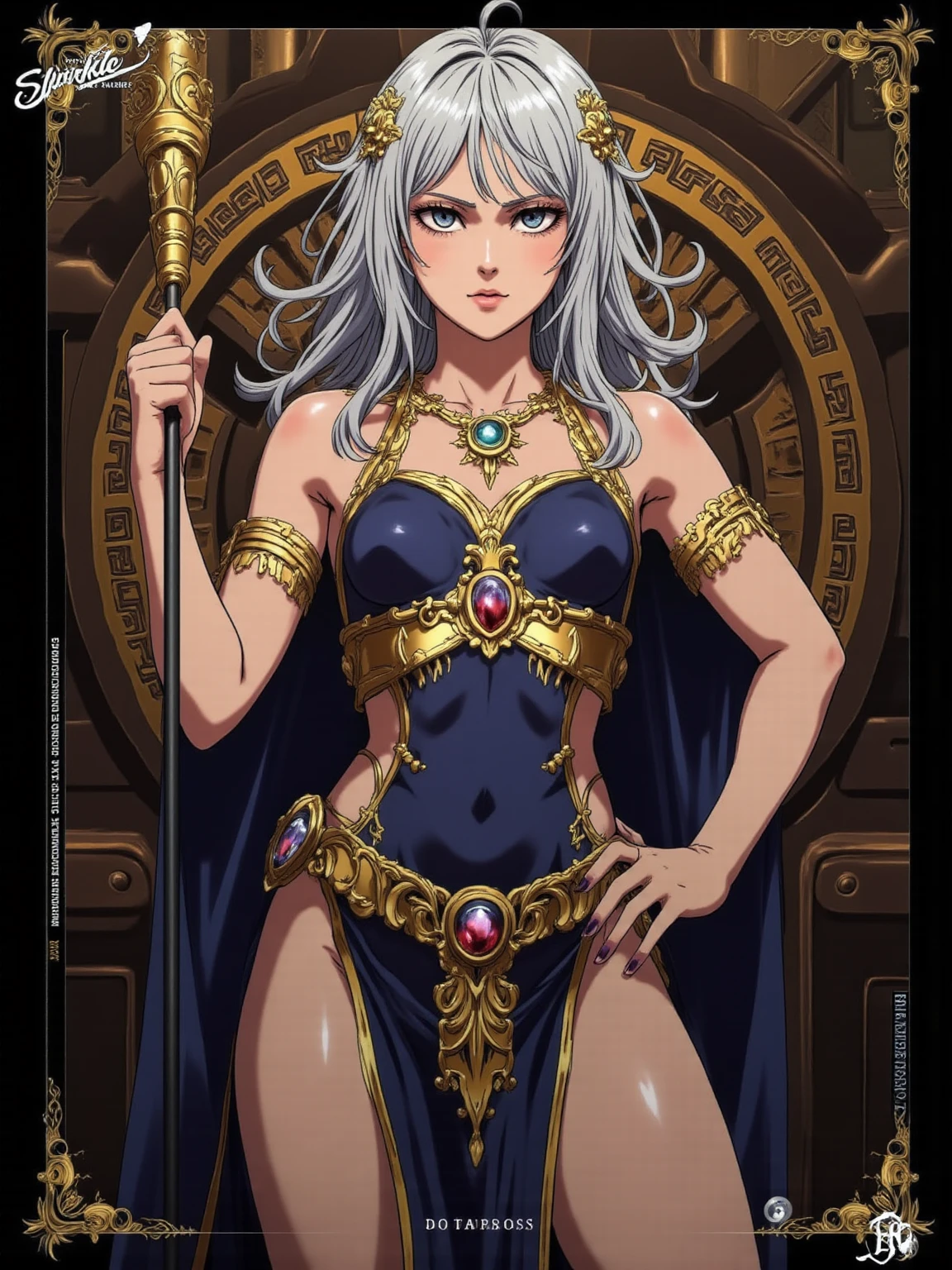arafed image of a female character with a sword and a cape, skinny female fantasy alchemist, fey, complex fantasy character, cory chase as an atlantean, silvery skinned male elf, sexy pudica pose gesture, lady palutena, sfw version, pixiv contest winner, fantasy character, blue-skinned elf, fus rei, palutena, smile, red eyes, full body