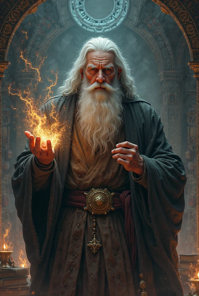 1 man, wizard, robe, old, white long beard, white long hair, wind, magic, fire, smoke, dust
(Highest quality:1.3), cinematic shot, masterpiece, (sharp focus:1.5), (photorealistic:1.3), detailed background, dark lighting, twilight lighting,
analog style, volumetric lighting, intricate details, UHD, film grains,
<lora:epiNoiseoffset_v2:1>