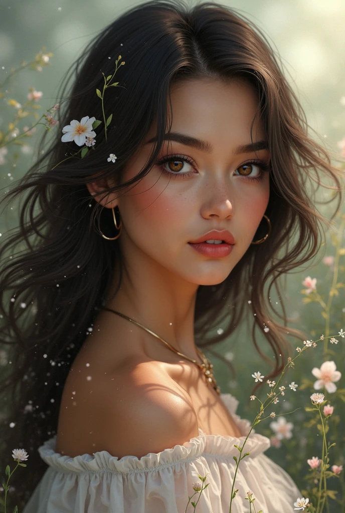 Create me a very beautiful brunette girl