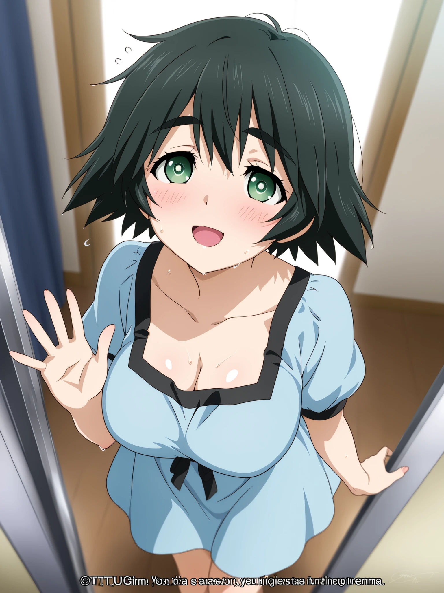 nsfw,(masutepiece), (photo realistic1.4), 超A high resolution, Best Quality, 8K,indoor,hotel bed room at night,come before:1.0,BREAK solo, 1girl,solo,20yr old, extremely beautyful girl, Beautiful face, Perfect face, cute symmetrical eyes, 二重まぶた, small breasts, puffies_Nipples, (perky breast), Narrow waist, (pubic green hair:1.4), Juice dripping, ((midium hair, waviy hair)),,No makeup, Sweaty body, Standing, BREAK (Green dress), open clothes, Nipples, nipple slip, No panties,(embarrAssed,a big smile), open mouth,((Tongue out)),breathing deeply, Feel good,indecency,Spread legs,(Squatting),(cum shots),(((((Bukkake)))),(cum on Face),saliva,one eye closed,((((sex cowgirl pov)))),drinking,looking up at viewer,